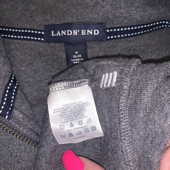Lands Ends Gray Athletic Performance Full Zip Long Sleeved Jacket Size Medium - Picture 6 of 6